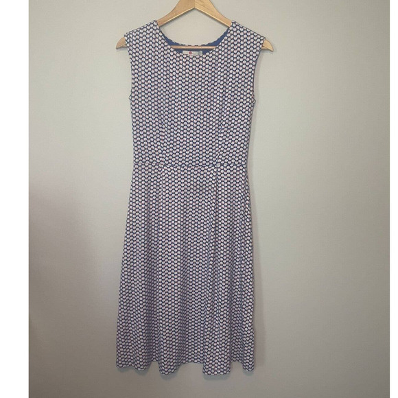 Boden Marina Floral Jersey Sleeveless Dress Size 6R Blue Red White Modest - Picture 4 of 7